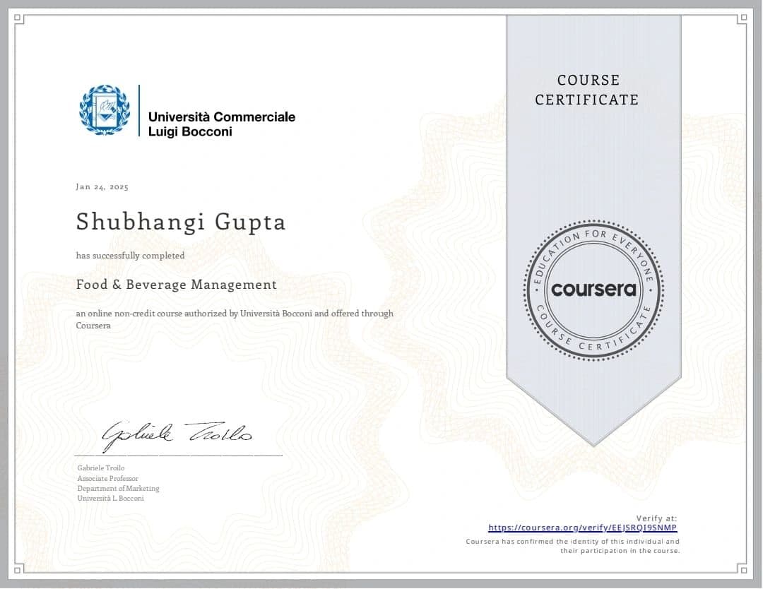 Food and Beverage Management